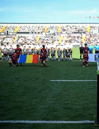 Presentación de los equipos de rugby en el campo