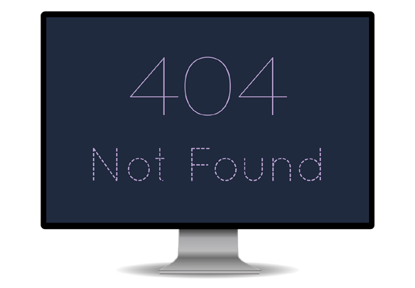 Pantalla de error 404 utilizada para explicar los problemas de una actualización