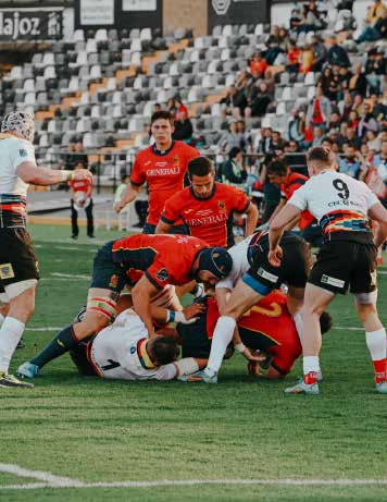 Acción de juego durante la final de rugby
